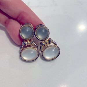 Vintage Monet Elegant Gold and Silver Women's Earrings